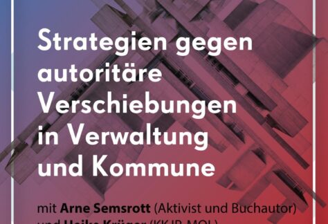 ein blau-roter Hintergrund mit em Veranstaltungstitel